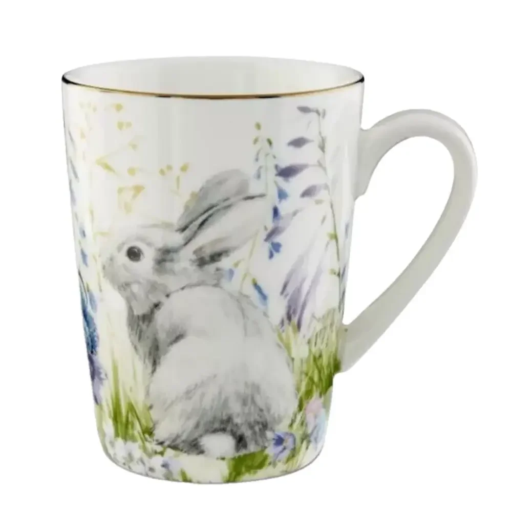 Williams Sonoma Floral Meadow Bunny Mug 16 OZ Porcelain Easter